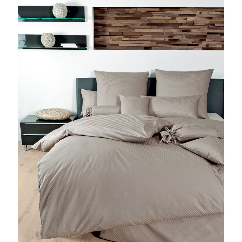 Rubin Cotton Solid Colour Duvet Cover Set with Pillowcases, Single Duvet Cover + 1 Standard Pillowcase, Taupe