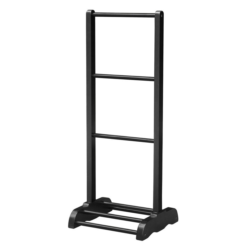 Porte-serviettes sur pied en bois d'acacia, Noir
