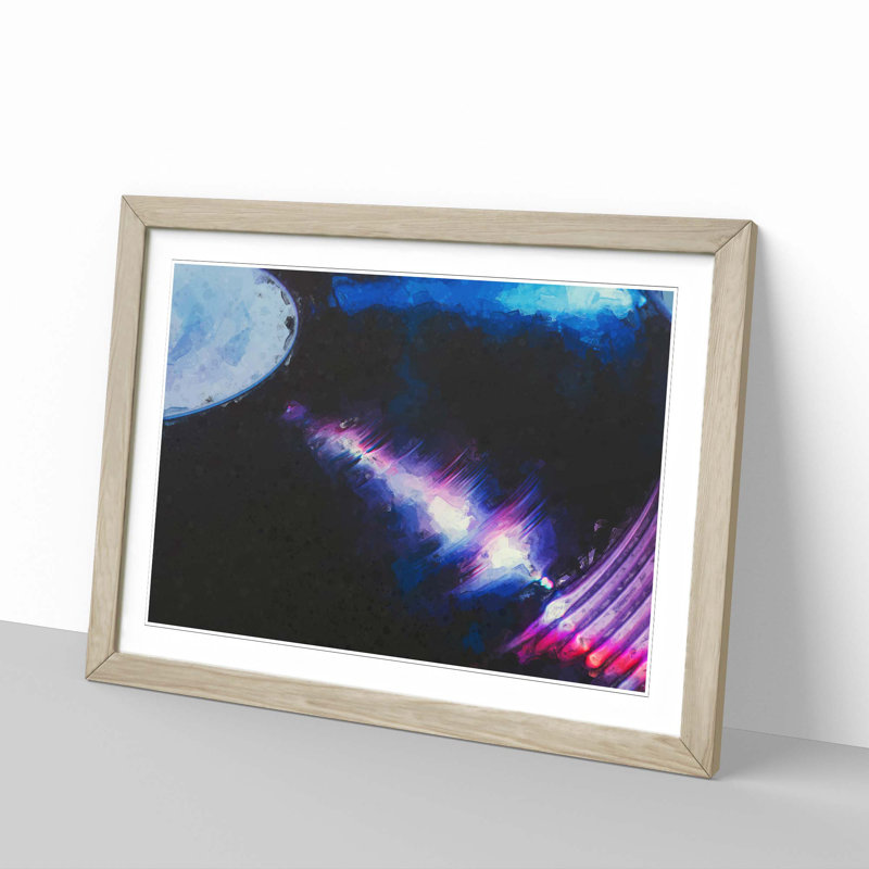 Vinyl Record Spin in Abstract - Picture Frame Graphic Art Print, 60cm H x 91cm W x 2cm D, Oak