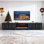 Meuble télé moderne avec foyer l 115 po pour téléviseur de 120 po ou moins, console média noire avec armoires de rangement, centre de divertissement pour le salon ou la chambre à coucher
