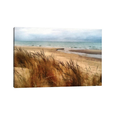 Pier Cove Beach With Autumn Grasses by Michelle Calkins - Wrapped Canvas Print