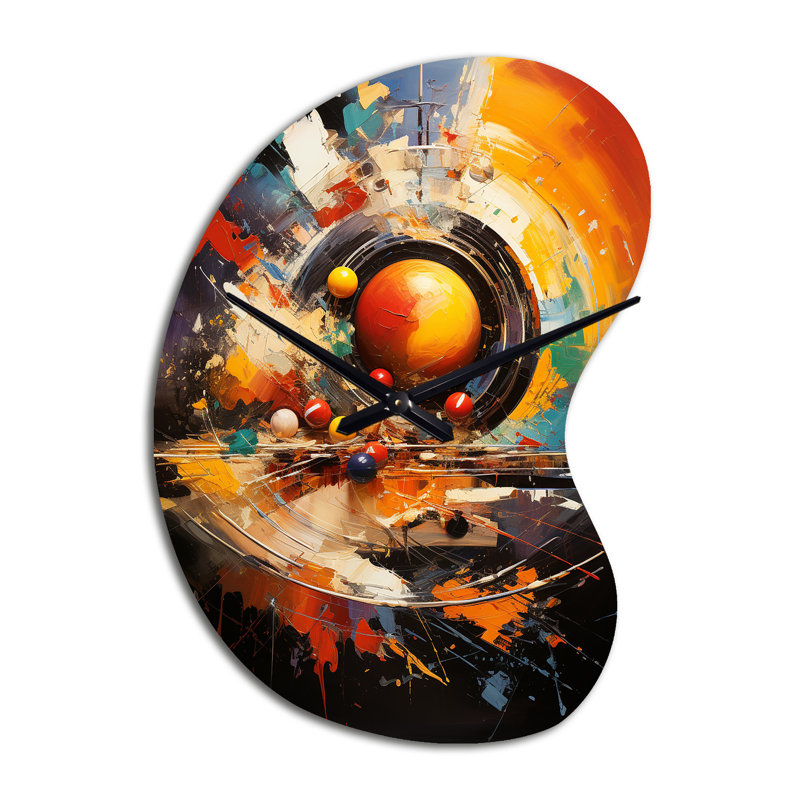 Billiard Cueball Symphony An II - Horloge murale orange en forme de flèche - forme unique, Grand