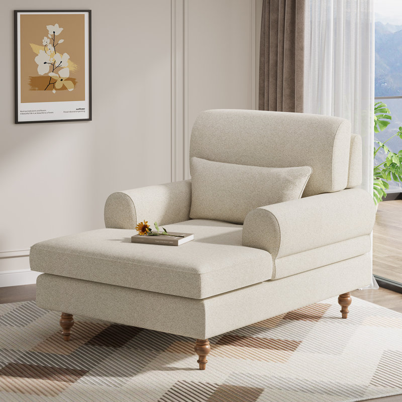 Chaise longue rembourrée avec dossier réglable, Riz blanc