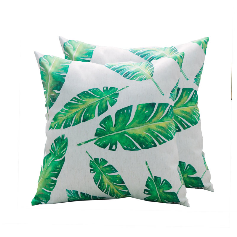 Palm Leaf Floral Pillow Cover