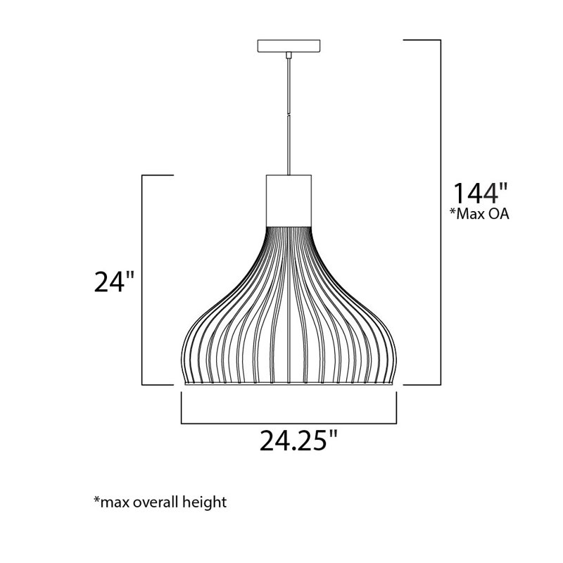 1 - Light Single Pendant, 24" H x 24.25" W x 24.25" W