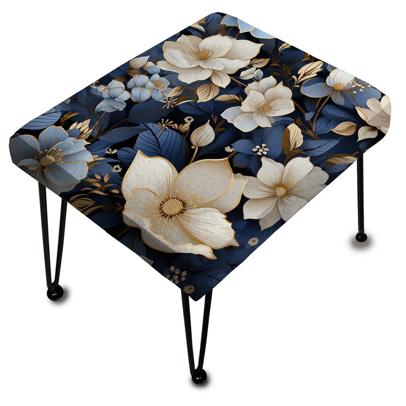 Repose-pieds blanc et bleu Floral Elegance I - Floral