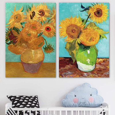 Sunflower " Sunflowers Duo " by Vincent Van Gogh 2 - Pieces