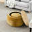 Round Storage Ottoman, 2 In 1 Function, Work As End Table And Ottoman,With Small Seat (25"X25"X14.7")-710171534