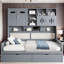 Lit de jour en bois tout-en-un Bellinger avec 2 tiroirs, armoires et tablettes-856040727-856040721