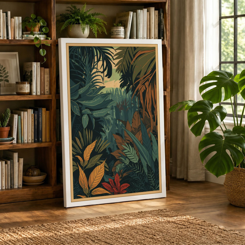 Jungle Canopy Tropical - Wrapped Canvas, 30x20 - 76.2 x 50.8 cm, Taupe Border