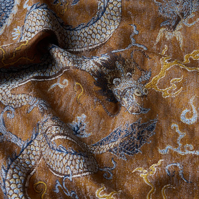 Tissu serpentine dragon, Brun/bleu