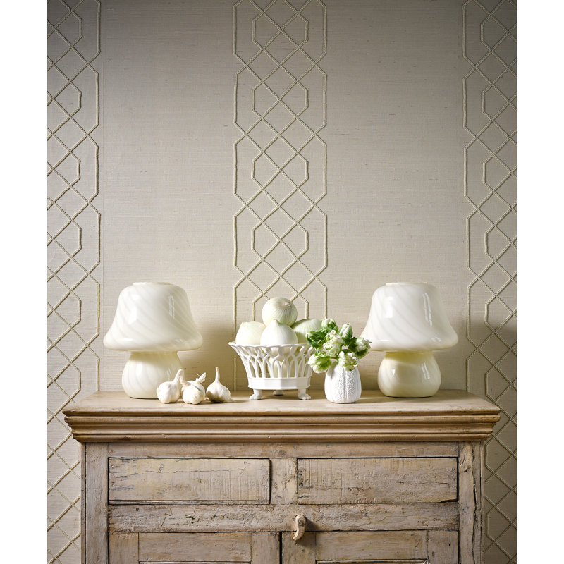 Kingsley Striped Grass Cloth Wallpaper Roll, Burnished Gold