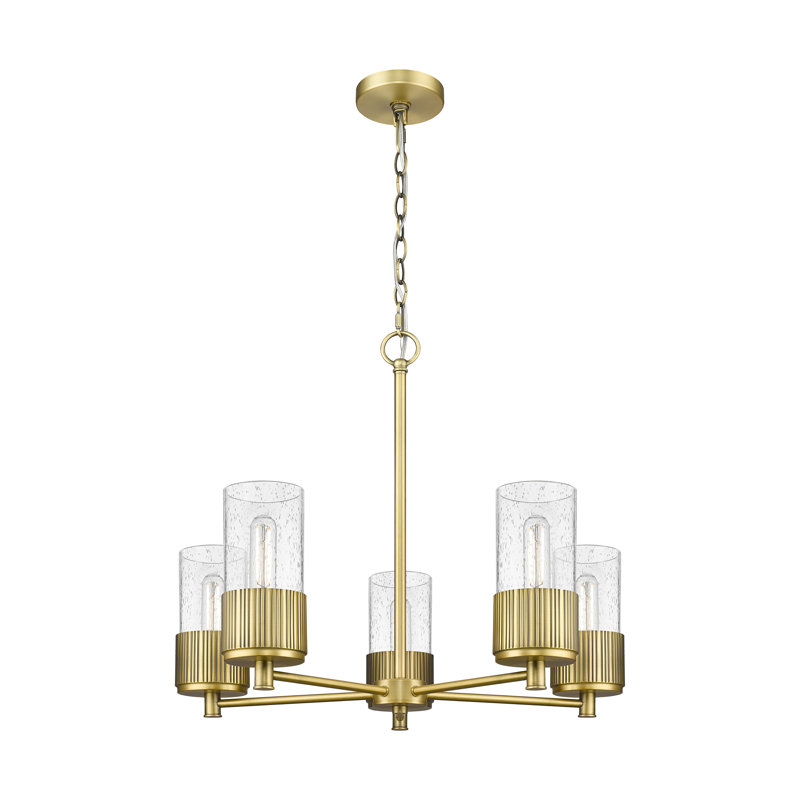 Lustre suspendu 5 lumières Bolivar, Bullé, Laiton brossé