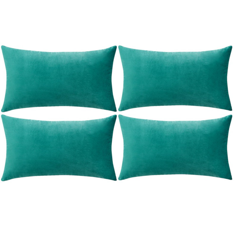 Ensemble de 4 housses de coussin en velours, Bleu sarcelle