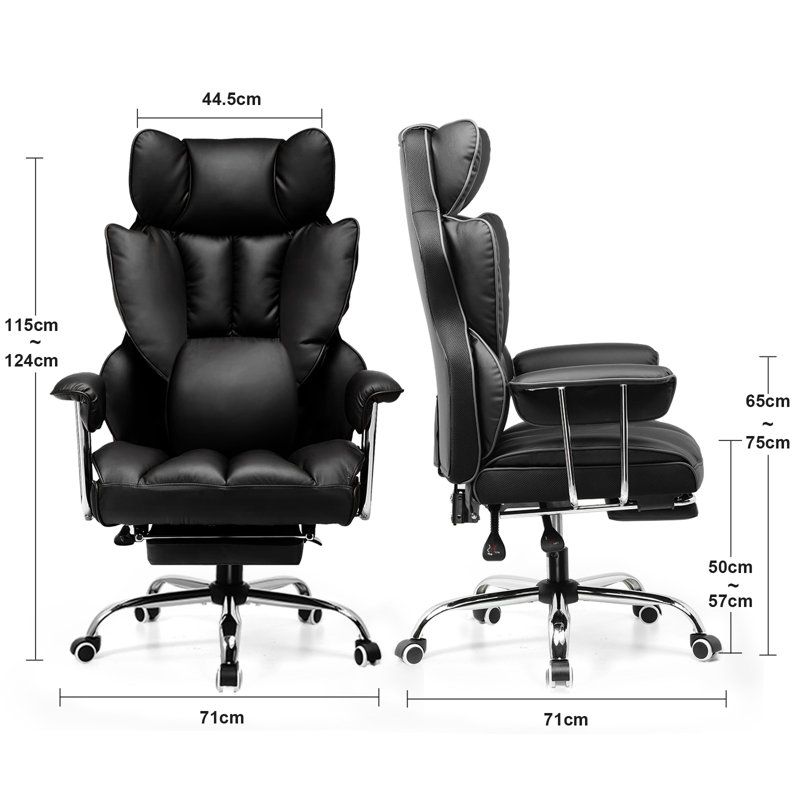 Millton Office Chair, Executive desk Chair Ergonomic High Back PU Leather Reclining Computer Chairs with Footrest Height Adjustable 360° Swivel Gaming Chair