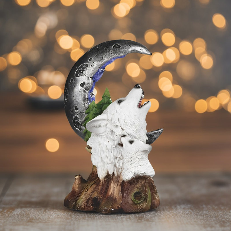 Figurine loup 7,75 "à DEL sur lune
