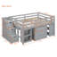 Lit mezzanine double avec bureau d'écriture rétractable et 3 tiroirs, lit mezzanine en bois avec escalier de rangement-669546267