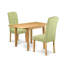 L'ensemble de table de salle à manger 3 pièces contient une table de cuisine rectangulaire avec Dropleaf et 2 chaises rembourrées en tissu de lin Limelight, chêne-188181045-260385939-188181044