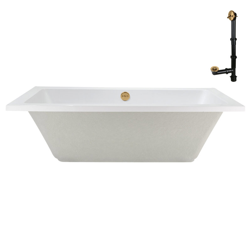 Baignoire de trempage en acrylique 66 po x 34 po, drain inclus, Or brossé