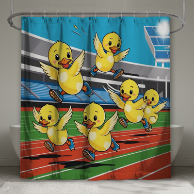 Cartoon Ducks Running Shower Curtains Extra Long