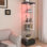 Vitrine moderne en verre avec tiroir, armoire antique à assemblage rapide avec lumières DEL, bibliothèque en verre trempé, armoire de rangement à 1 porte avec 4 tablettes pour le salon et la chambre à coucher