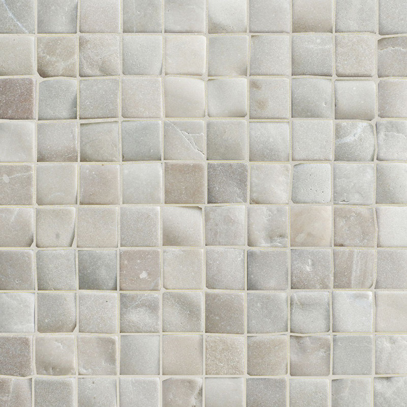 Florida 12" x 12" Natural Stone Grid Pebble Mosaic Wall Tile, Tan