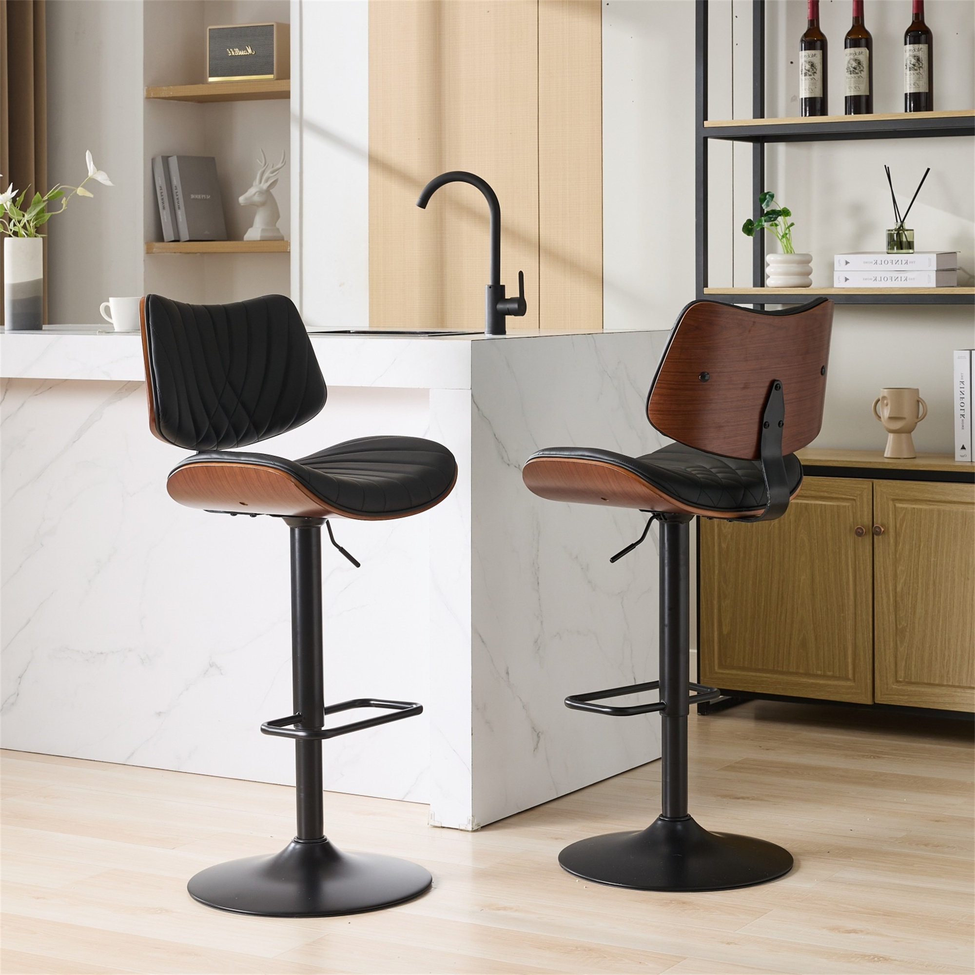 George Oliver Eberto Swivel Upholstered Adjustable Height Counter Stool