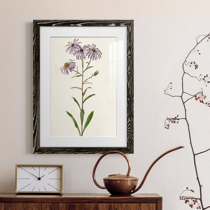 Mauve Garden Flowers III - peinture encadrée, Cadre noir, H 24 po x l 20 po x P 1 po