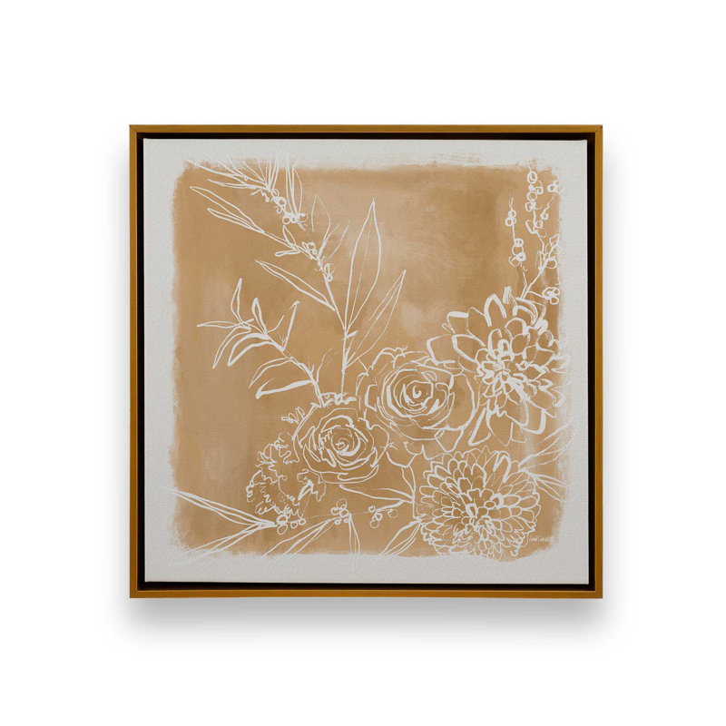 "Flower Bundle" par Anne Tavoletti, reproduction d'art sur toile, H 20 po x l 20 po, Cadre flottant, Doré