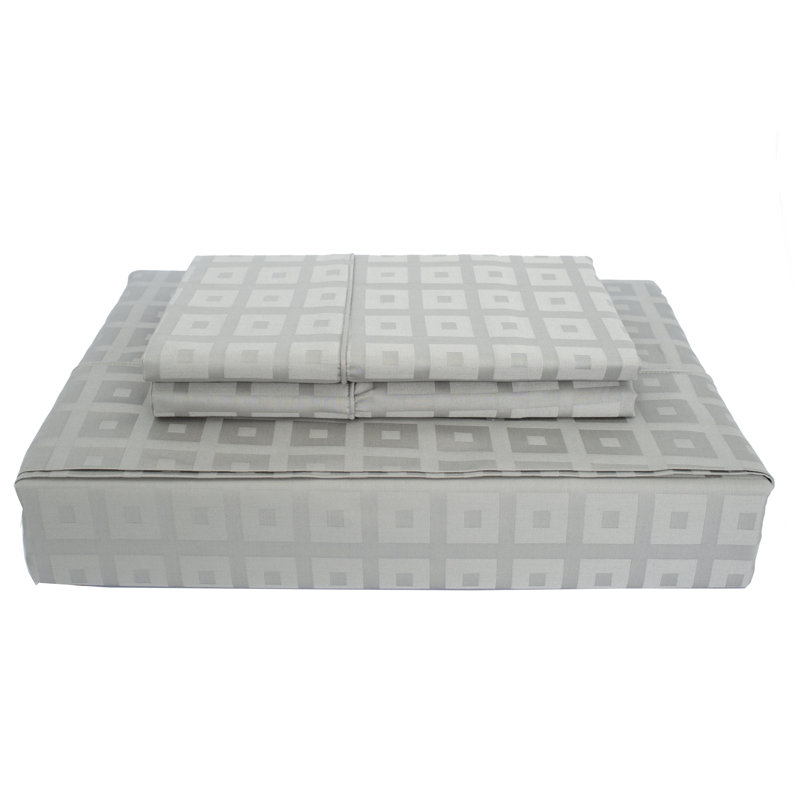 Ensemble de draps 100% coton de qualité égyptienne 400 fils Bliss, Gris, Grand