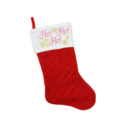 Chaussette de Noël 19 po en velours rouge matelassé HO! HO! HO!