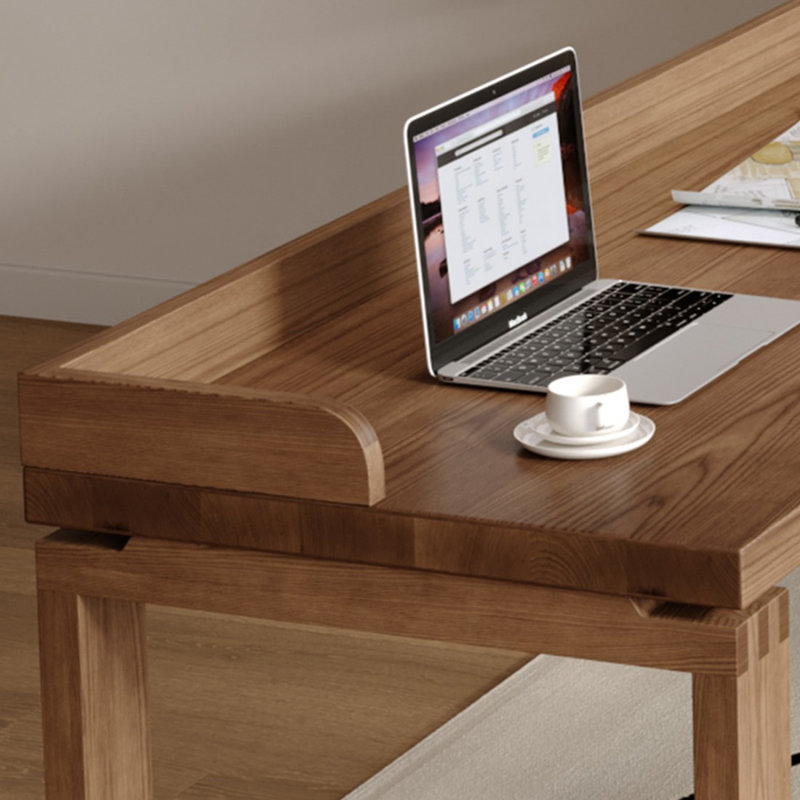 Bureau d'écriture en L en bois massif brun noisette, Retour à gauche, H 29,53 po x l 62,99 po x P 39,37 po