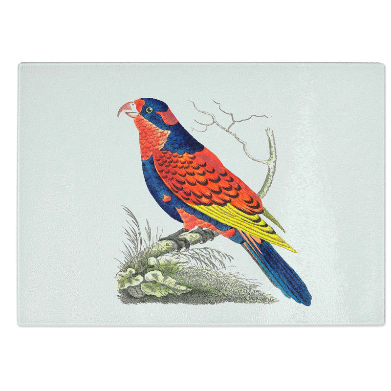 Glass indian Lory Bird by George Shaw Chopping Board, 39 cm W x 28.5 cm L