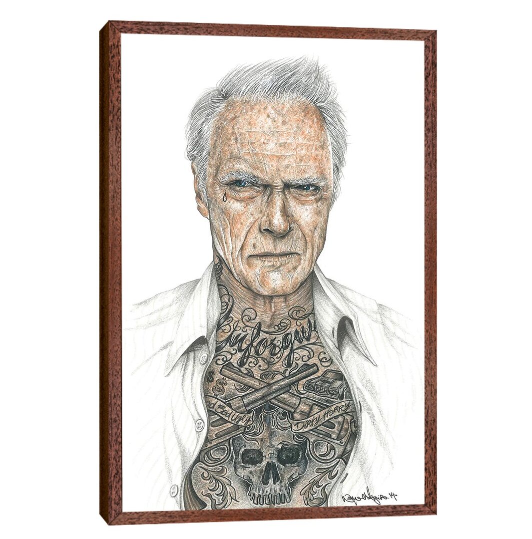 Gerahmtes Leinwandbild - Gemälde „OG Eastwood” von Inked Ikons