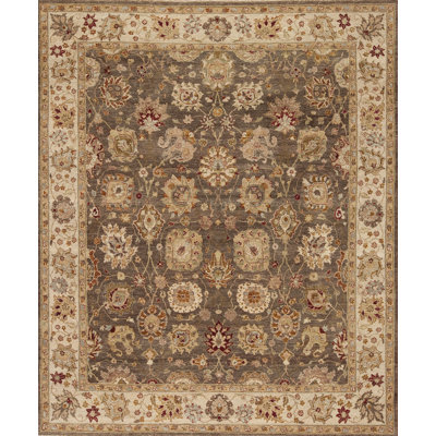 Ghazni One-of-a-Kind Rectangle 8' x 9'11" 2010s Rectangle Wool Area Rug in Brown and Cream