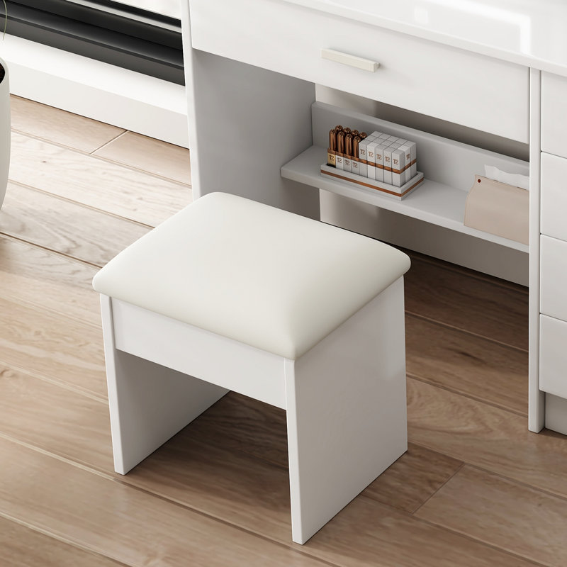 Bureau de coiffeuse Fashion avec miroir et lumières pour le maquillage avec tablettes ouvertes et chaise