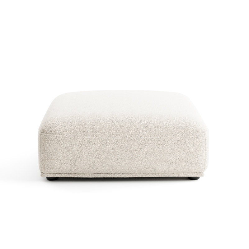 Aukeem Upholstered Square Ottoman, Beige Boucle