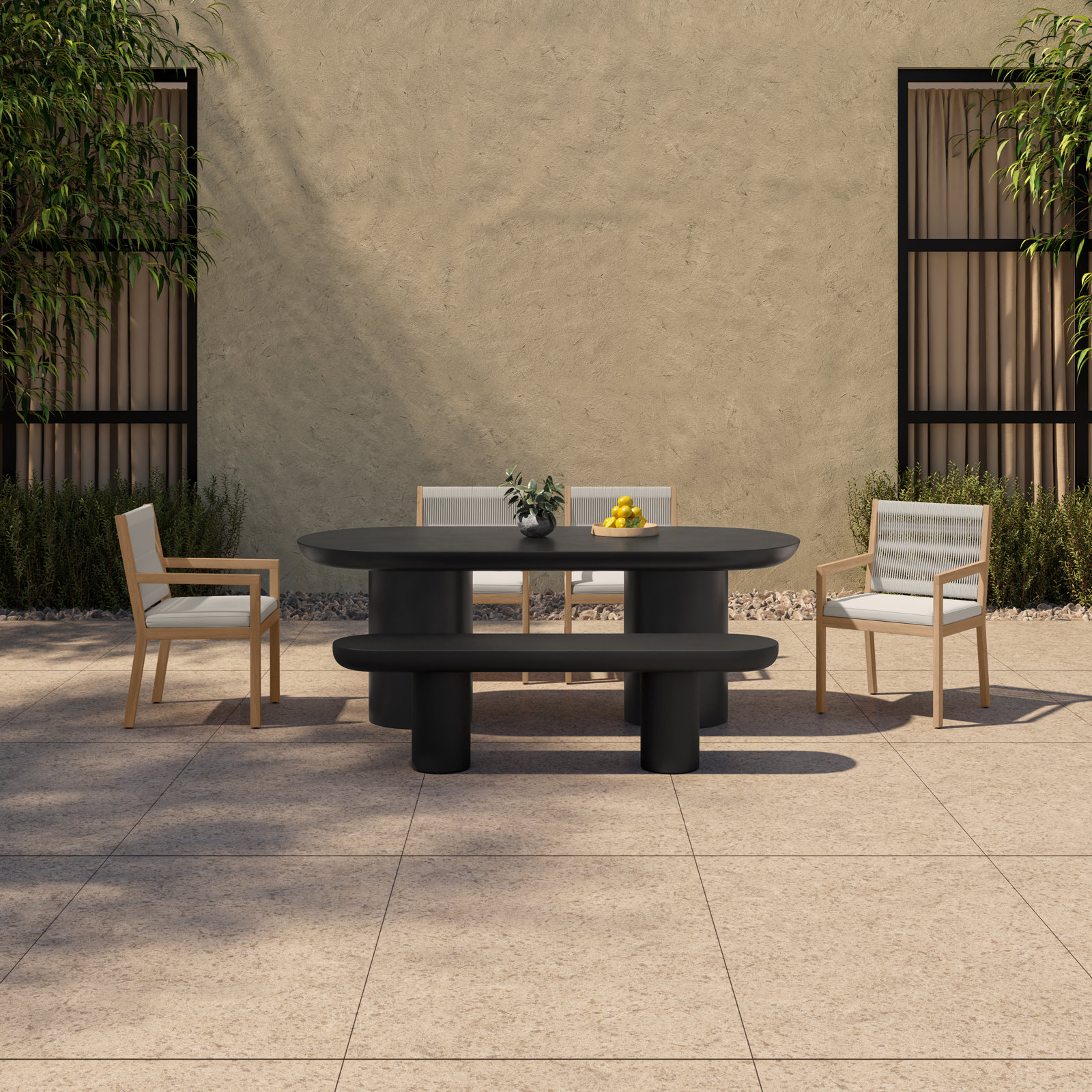 Ansel 83" Patio Dining Table, Black
