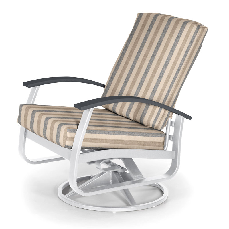 Askar Swivel Powder Coated Aluminum Outdoor Lounge Chair, Canvas Heather Beige Sunbrella® Canvas, Classic Graphite P30