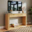 Console cannelée avec plateau en faux travertin, canapé d'entrée de 63 po avec garniture or rose, 2 tiroirs et tablette ouverte