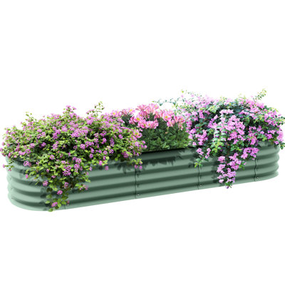 Galvanized Metal Raised Garden Bed, 6.4' X 2' 1', Outdoor Planter Box With Edge, For Flower, Herb & Vegetable Growth, Easy To Assemble, Self-Draining, Modular Structure Bed Kit, 75.61" Length 24.5"