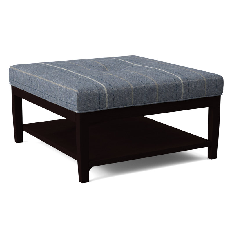 Hammond Square Ottoman, Lapis Plaid; 0126-63, Java Finish