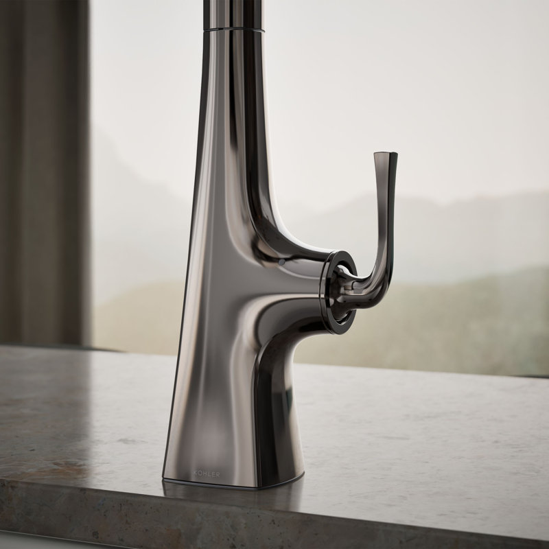 Graze Touchless Pull-Down Kitchen Sink Faucet With Three-Function Sprayhead, Vibrant Titanium
