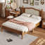 Lit plateforme en bois exquis avec tête de lit en rotin naturel pour un sommeil de rêve-68393266-68393265