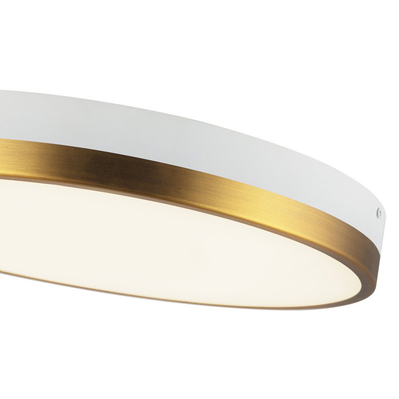 Orland Glass LED Flush Mount, Aged Gold/White, 2" H x 15" W x 15" D