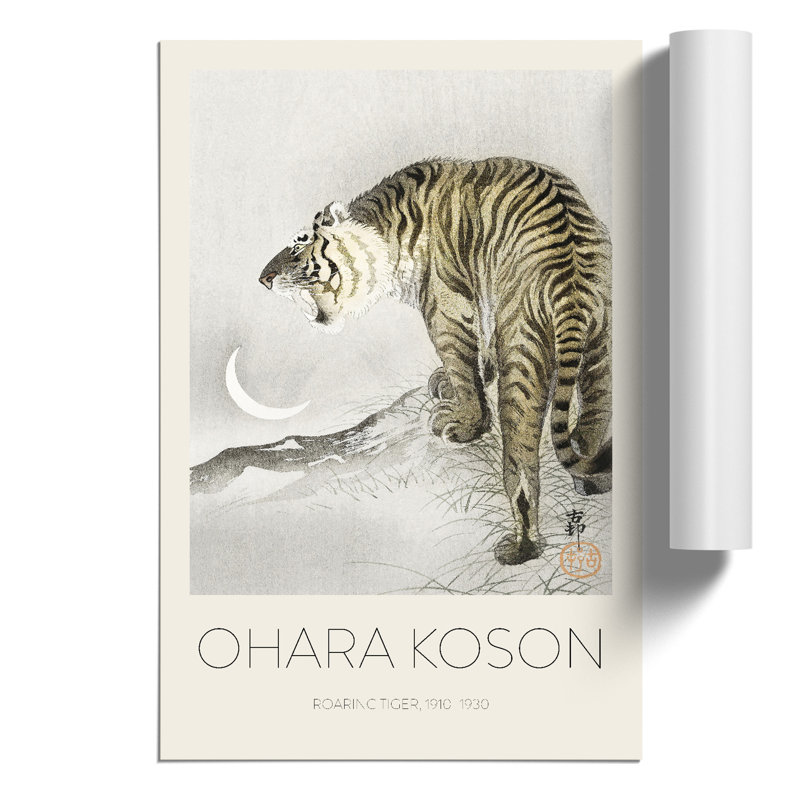 Roaring Tiger Print by Ohara Koson - Frameless Print, 42cm H x 30cm W x 0.1cm D