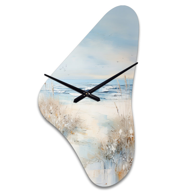 Coastal Ocean Charm In Winter - forme unique horloge murale en métal, horloge asymétrique, Moyenne