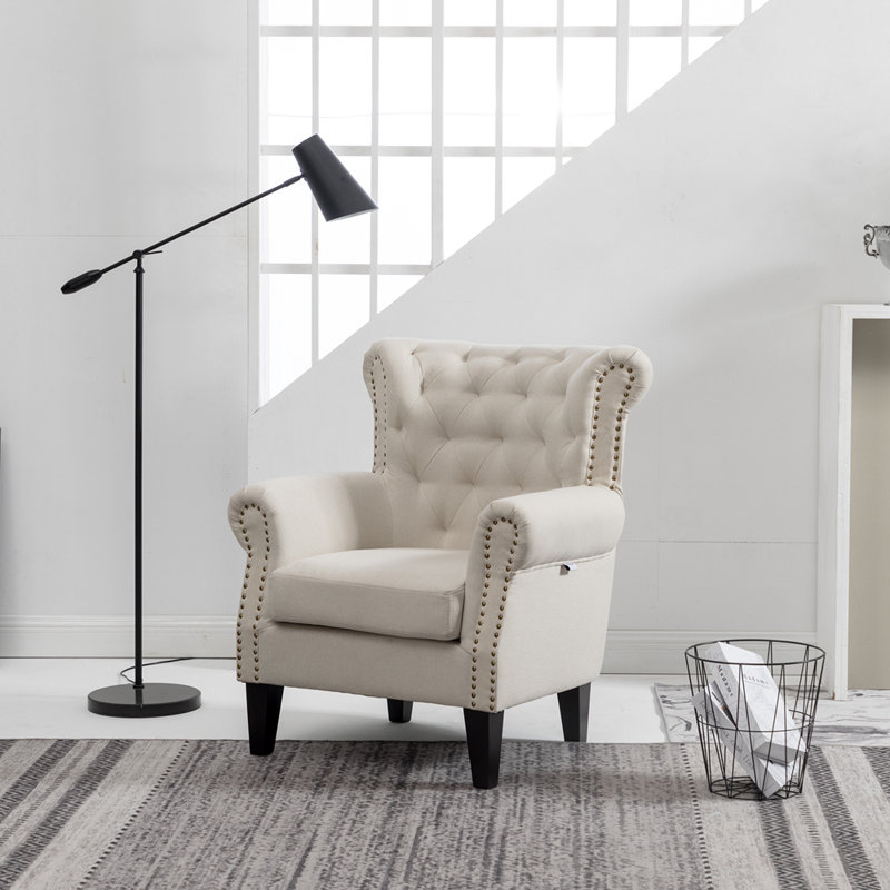 Abrielle Upholstered Wingback Chair, Cream Incorrect