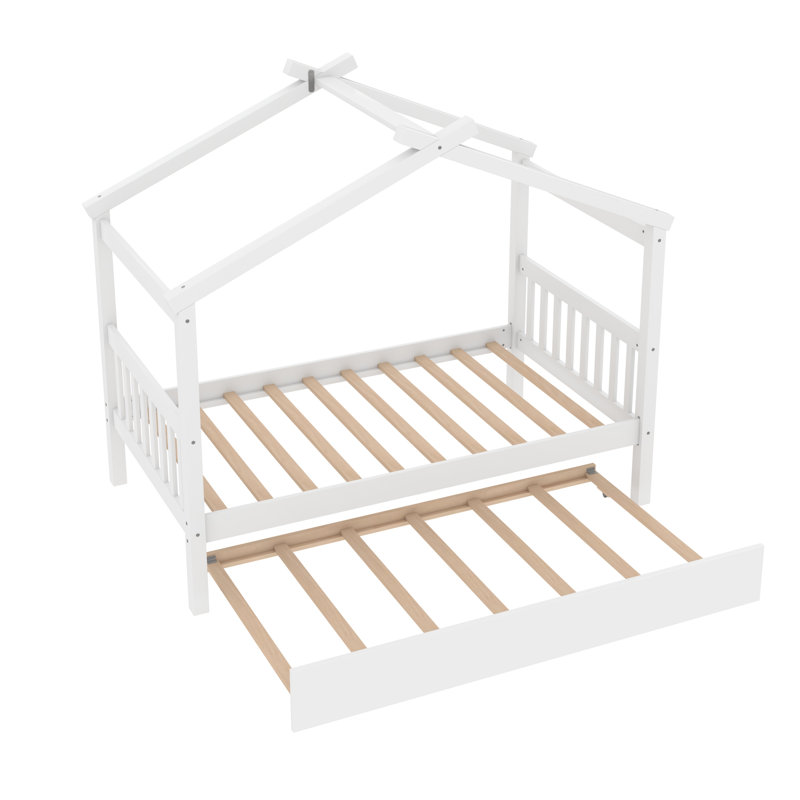 Aashini Kids Platform with Trundle, Full, White