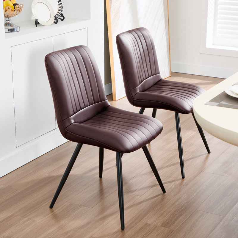 Chaise rembourrée en similicuir, Brun